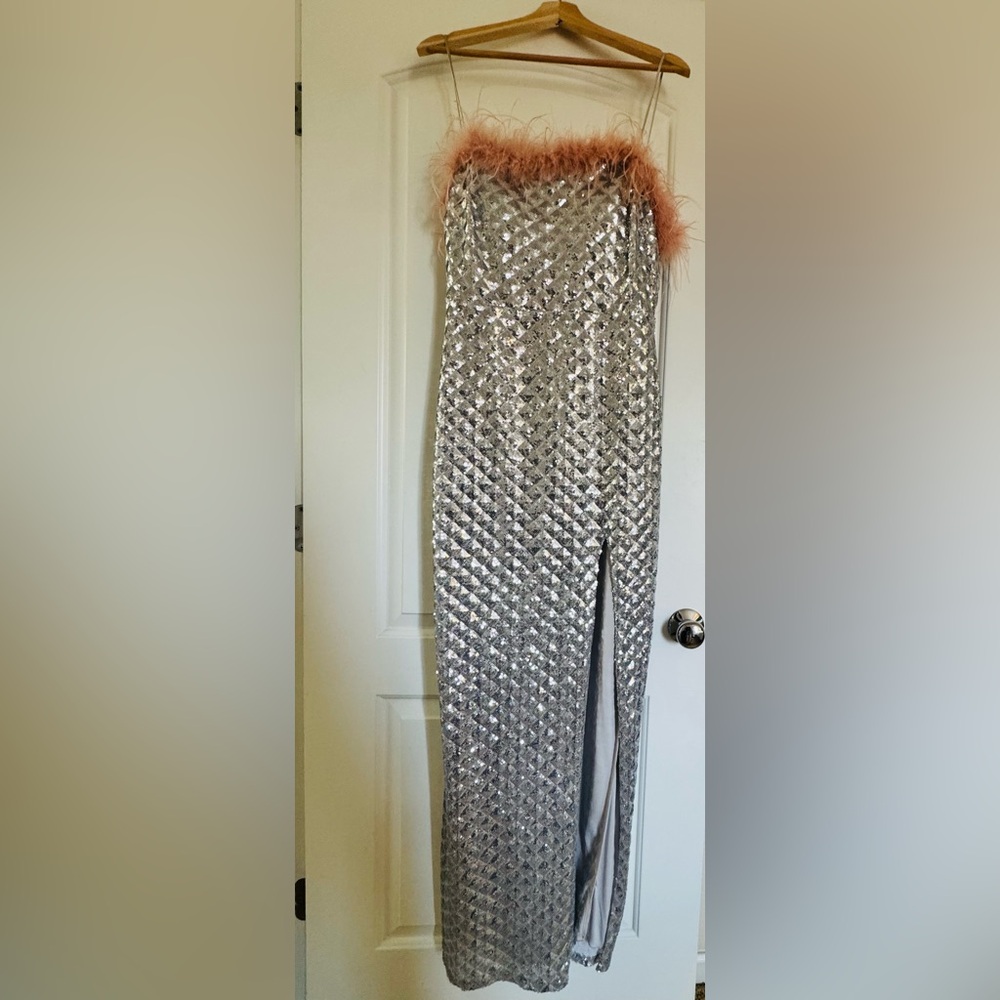 City Triangles Silver and Pink Prom Dress